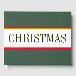 Leuke Retro Forest Groen Rood Wit Strepen KERSTMIS Gastenboek