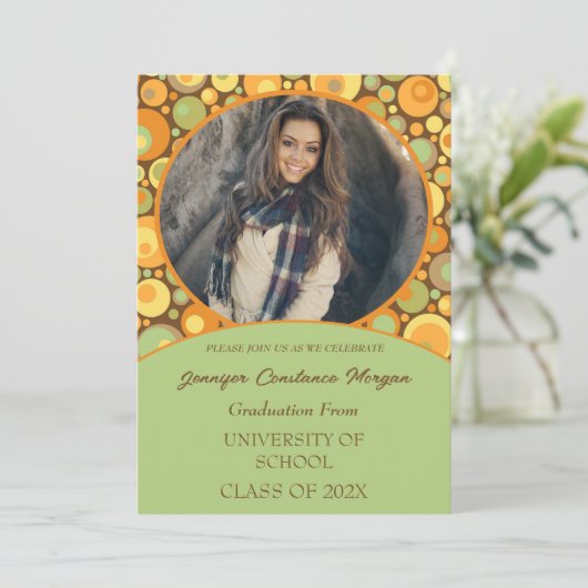 Leuke Retro Foto Afstuderen Uitnodiging (Staand voorkant)