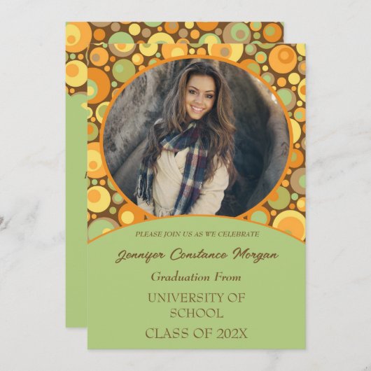 Leuke Retro Foto Afstuderen Uitnodiging (Voorkant / Achterkant)