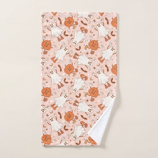 Leuke Retro Ghost & Jack-O-Lantern Patroon Bad Handdoek (Handdoek)