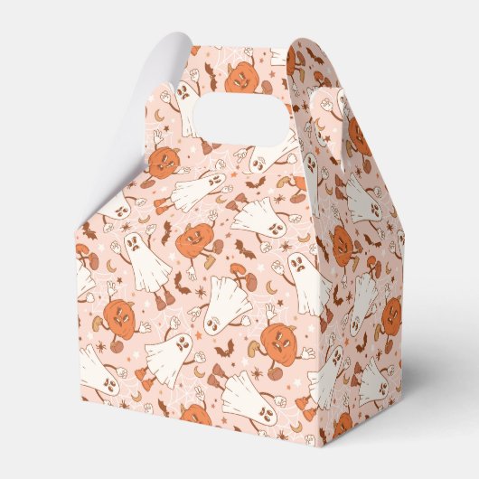 Leuke Retro Ghost & Jack-O-Lantern Patroon Bedankdoosjes (Voorkant Zijde)