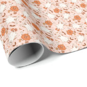 Leuke Retro Ghost & Jack-O-Lantern Patroon Cadeaupapier (Rol Hoek)