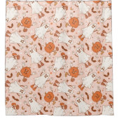 Leuke Retro Ghost & Jack-O-Lantern Patroon Douchegordijn (Voorkant)