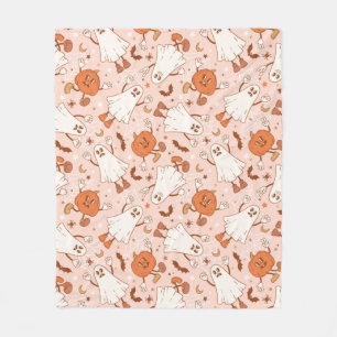 Leuke Retro Ghost & Jack-O-Lantern Patroon Fleece Deken