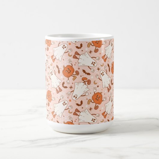 Leuke Retro Ghost & Jack-O-Lantern Patroon Koffiemok (Center)