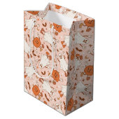 Leuke Retro Ghost & Jack-O-Lantern Patroon Medium Cadeauzakje (Achterkant Gekanteld)