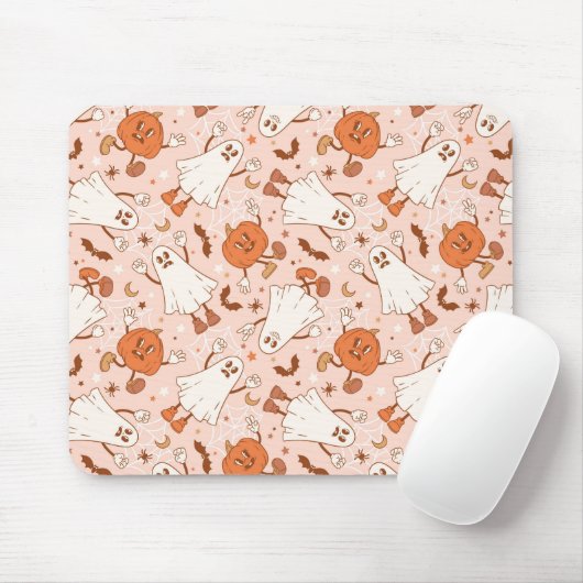 Leuke Retro Ghost & Jack-O-Lantern Patroon Muismat (Met muis)