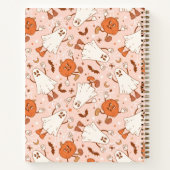 Leuke Retro Ghost & Jack-O-Lantern Patroon Notitieboek (Achterkant)