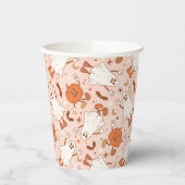 Leuke Retro Ghost & Jack-O-Lantern Patroon Papieren Bekers (Links)