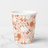 Leuke Retro Ghost & Jack-O-Lantern Patroon Papieren Bekers (Rechts)