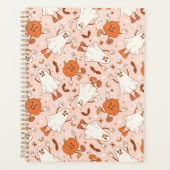 Leuke Retro Ghost & Jack-O-Lantern Patroon Planner (Voorkant)