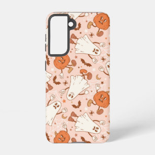Leuke Retro Ghost & Jack-O-Lantern Patroon Samsung Galaxy Hoesje