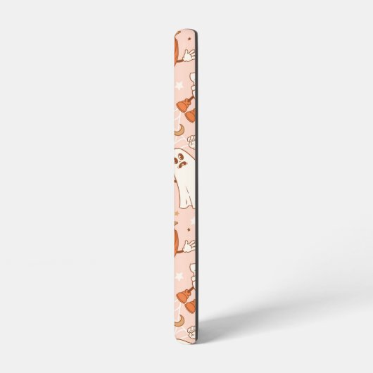 Leuke Retro Ghost & Jack-O-Lantern Patroon Samsung Galaxy Hoesje (Linkerkant)