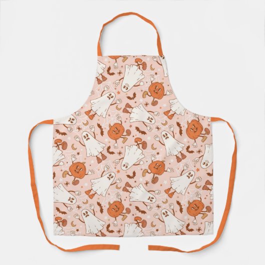 Leuke Retro Ghost & Jack-O-Lantern Patroon Schort (Voorkant)