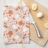 Leuke Retro Ghost & Jack-O-Lantern Patroon Theedoek (Quarter Fold)