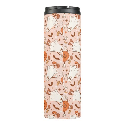 Leuke Retro Ghost & Jack-O-Lantern Patroon Thermosbeker (Achterkant)