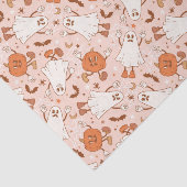 Leuke Retro Ghost & Jack-O-Lantern Patroon Tissuepapier (Detail)