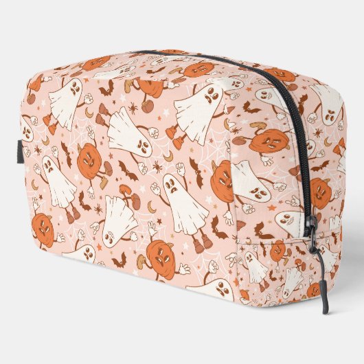 Leuke Retro Ghost & Jack-O-Lantern Patroon Toilettasje (Rechterhoek)