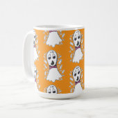 Leuke Retro Ghost Pattern Halloween Cartoon Koffiemok (Voorkant links)