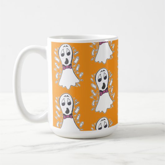 Leuke Retro Ghost Pattern Halloween Cartoon Koffiemok (Links)