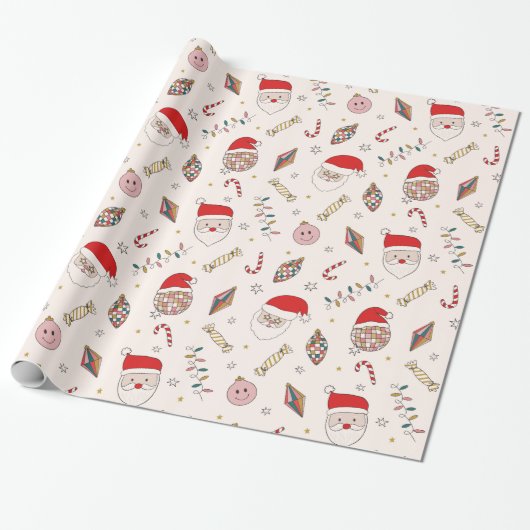 Leuke Retro Groovy Cadeaupapier (Uitgerold)