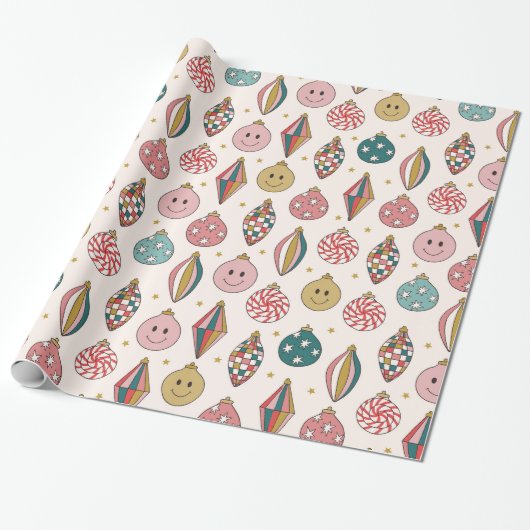Leuke Retro Groovy Cadeaupapier (Uitgerold)