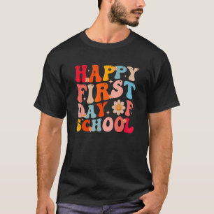 Leuke Retro Groovy Gelukkige Eerste Dag van de Sch T-shirt