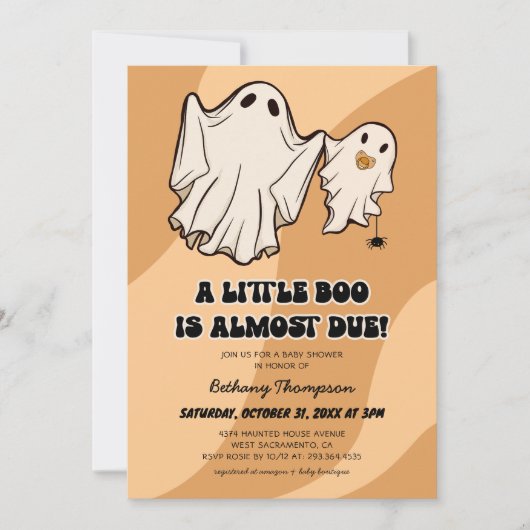 Leuke Retro Halloween Little Boo Baby shower Kaart (Voorkant)