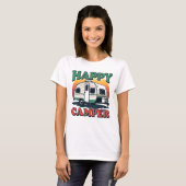 Leuke Retro Happy Camper Dames Wit T-shirt (Voorkant volledig)