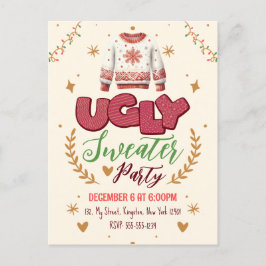 Leuke Retro Horrortramp Christmas Party Uitnodiging Briefkaart