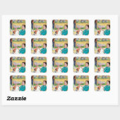 leuke retro huisvrouw vintage vierkante sticker (Vel)