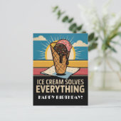 Leuke  Retro Ice Cream Cone, verjaardag Briefkaart (Staand voorkant)