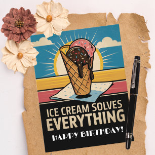 Leuke  Retro Ice Cream Cone, verjaardag Briefkaart