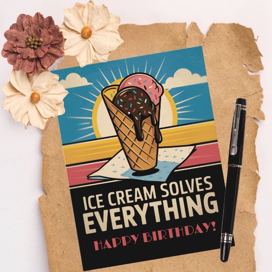 Leuke  Retro Ice Cream Cone, verjaardag Briefkaart