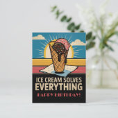 Leuke  Retro Ice Cream Cone, verjaardag Briefkaart (Staand voorkant)