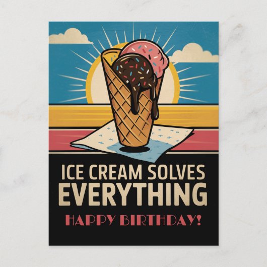 Leuke  Retro Ice Cream Cone, verjaardag Briefkaart (Voorkant)