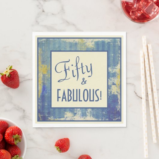 Leuke retro ingelijst Fifty & FABULOUS! 50ste verj Servet (Insitu)
