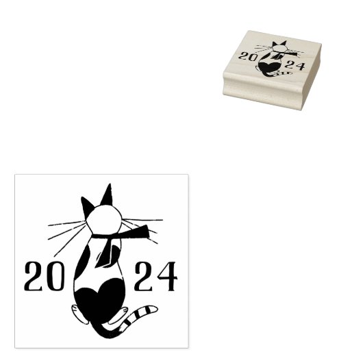 Leuke retro kat liefhebber Kerstmis Rubberstempel (Gestempeld)