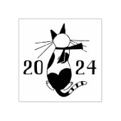 Leuke retro kat liefhebber Kerstmis Rubberstempel (Afrduk)