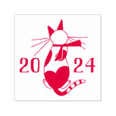 Leuke retro kat liefhebber Kerstmis Zelfinktende Stempel (Design)