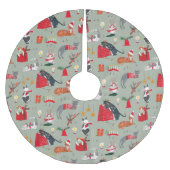 Leuke retro kat lover patroon groen Kerstmis Kerstboom Rok (Voorkant)