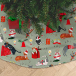 Leuke retro kat lover patroon groen Kerstmis Kerstboom Rok<br><div class="desc">Leuke retro kattenliefhebber kerstillustratiepatroon met katten rond de kerstboom,  uitziende cadeaus,  all-over printpatroon op  groene achtergrond. Origineel kunstwerk van Caroline Bonne Müller</div>