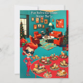 Leuke Retro Kerst Dinner Party 1950s Lounge 2 Kaart (Voorkant)