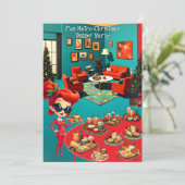 Leuke Retro Kerst Dinner Party 1950s Lounge 2 Kaart (Staand voorkant)