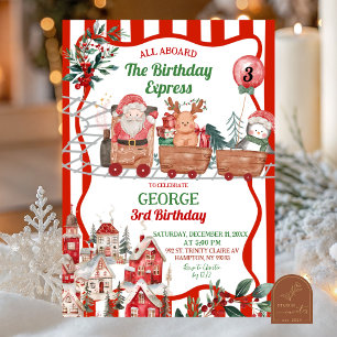Leuke Retro Kerst Express Verjaardag Kaart