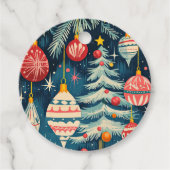 Leuke retro kerstbomen Ornamenten Bedankjes Labels (Voorkant)