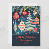 Leuke retro kerstbomen Ornamenten Feestdagenkaart (Voorkant)