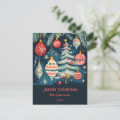 Leuke retro kerstbomen Ornamenten Feestdagenkaart (Staand voorkant)