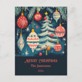 Leuke retro kerstbomen Ornamenten Feestdagenkaart (Voorkant)