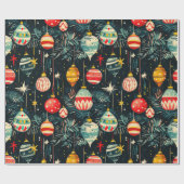 Leuke retro kerstboom Ornamenten Cadeaupapier (Vlak)
